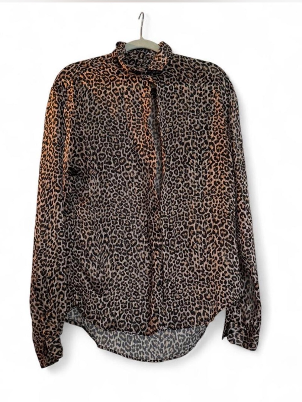 Zara Leopard Print Button-Up Shirt - Brown/Black